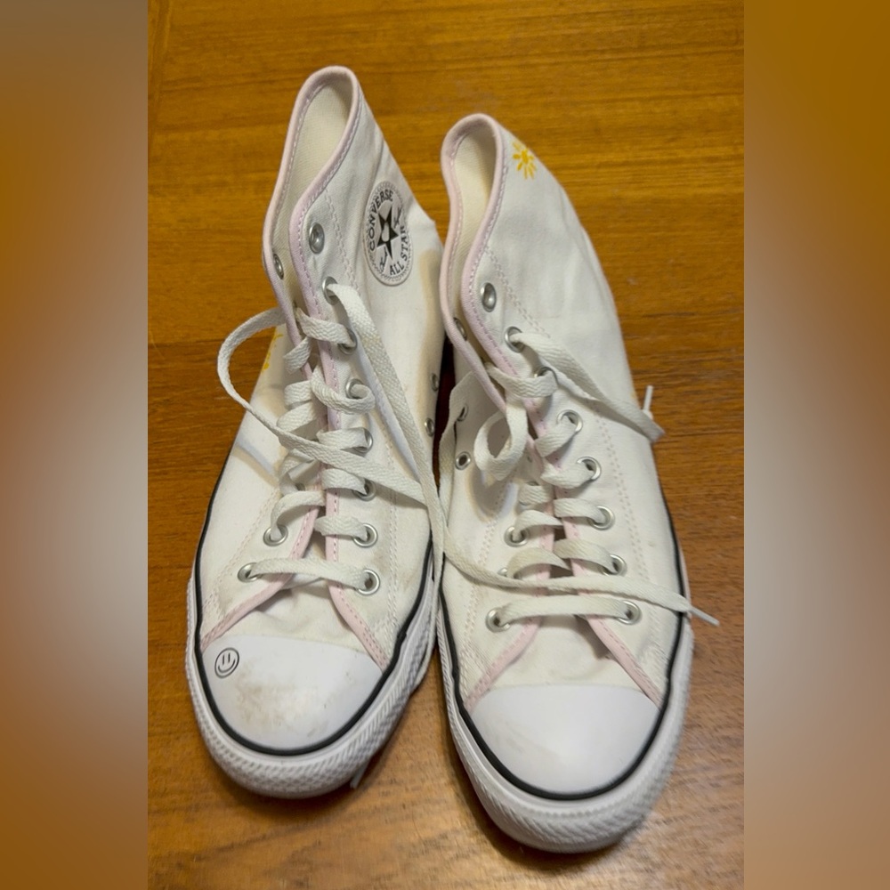 Converse Women's White and Pink High-Top Sneakers
